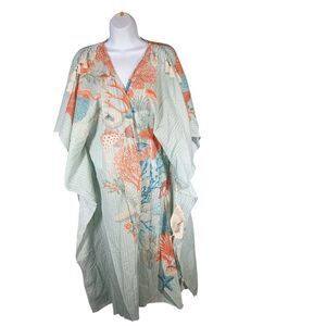 Aratta Silent Journey Kimono Cardigan Womens One Size Floral Pom Pom Boho Trim